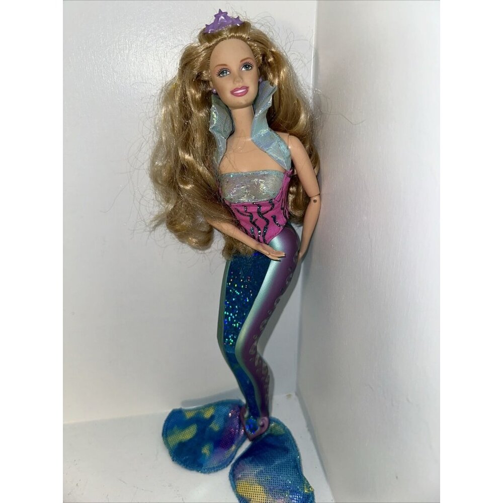 Mattel Barbie Blonde Hair Mermaid Doll Purple Teal Plastic Tail 2010 For OOAK